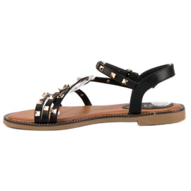 SDS Sandalias planas con tachuelas negro 1