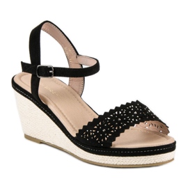 Ideal Shoes Alpargatas negras con cuña negro 6