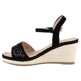 Ideal Shoes Alpargatas negras con cuña negro 1