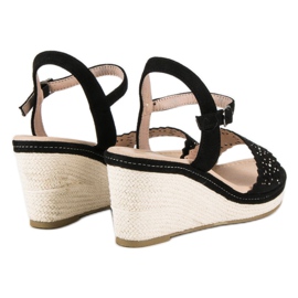 Ideal Shoes Alpargatas negras con cuña negro 2