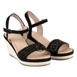 Ideal Shoes Alpargatas negras con cuña negro 3