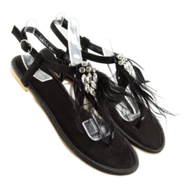 Sandalias negras con plumas 7267 Black negro 2
