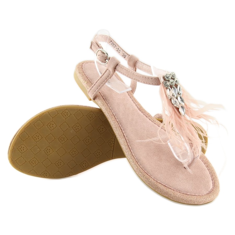 Sandalias rosas con plumas 7267 Rosa 1
