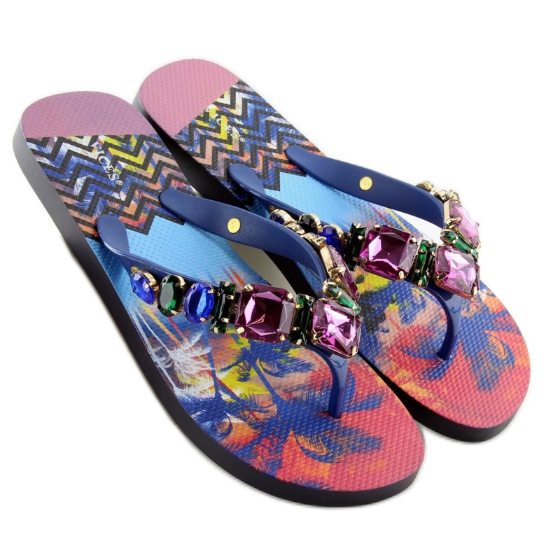 Chanclas con piedras 8250 Azul violeta 2 Chanclas con piedras 8250 Azul violeta 2