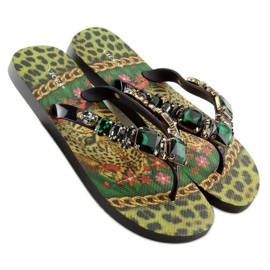Chanclas con piedras 8250 Verde negro 2
