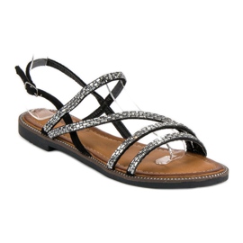 Fama Sandalias planas con estilo negro 1