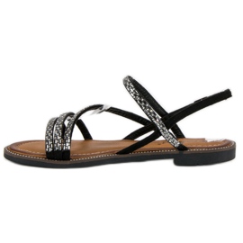 Fama Sandalias planas con estilo negro 2