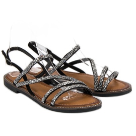 Fama Sandalias planas con estilo negro 4
