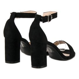 Diamantique Sandalias de gamuza en un post negro 7