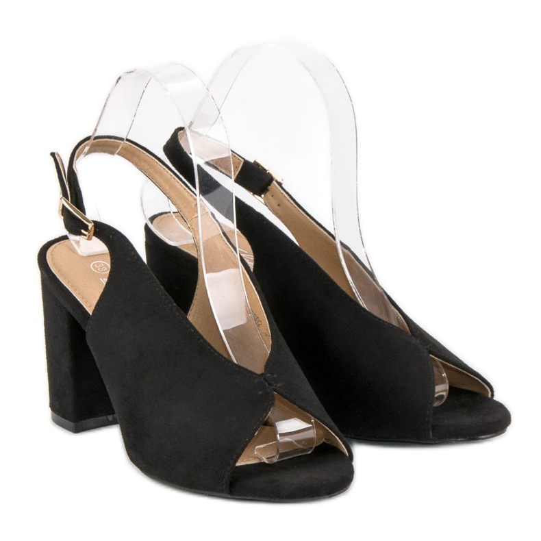 Lovery Sandalias de tacón con estilo negro 1