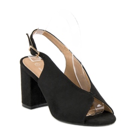 Lovery Sandalias de tacón con estilo negro 4