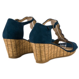Corina Sandalias de cuña decorativas azul 6