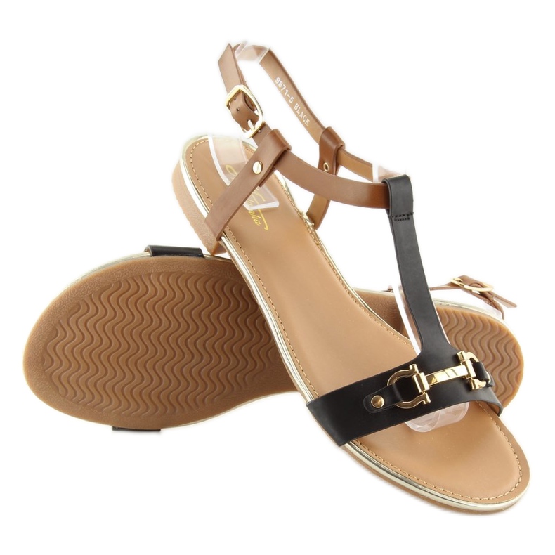 Negro Sandalias con suela plana negro 9871 Negro 1