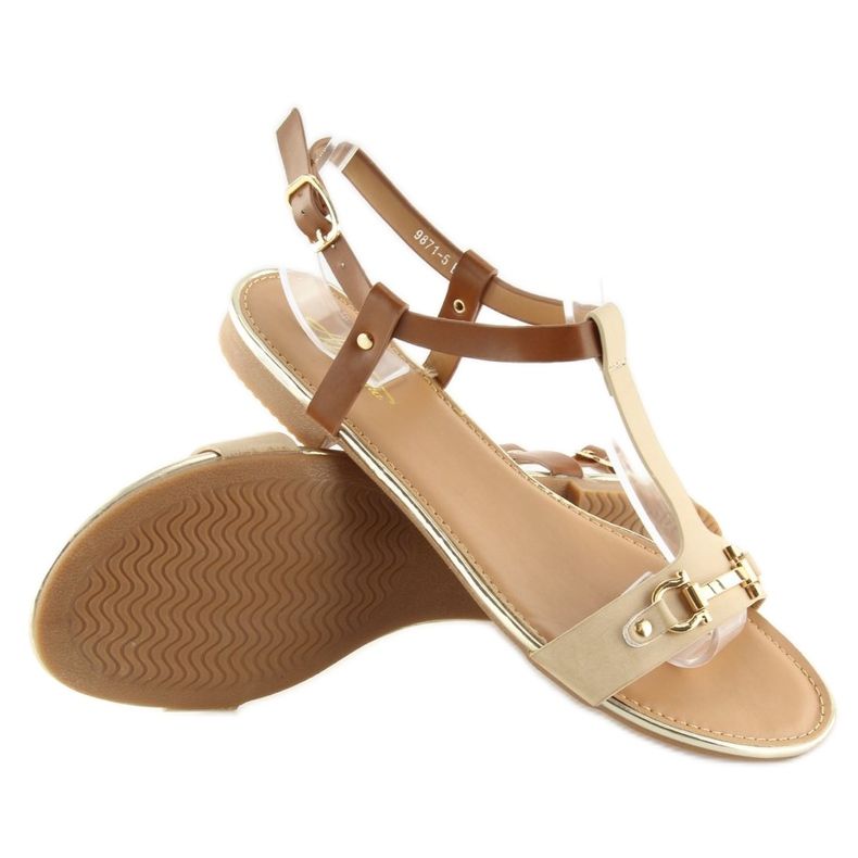 Sandalias beige con suela plana 9871 Beige 1
