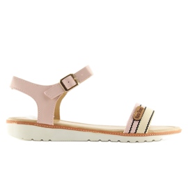 Sandalias rosas con suela plana J1024 rosado 5
