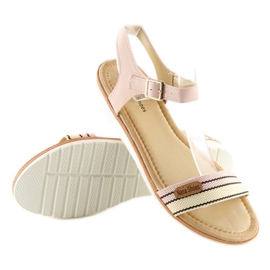 Sandalias rosas con suela plana J1024 rosado 3