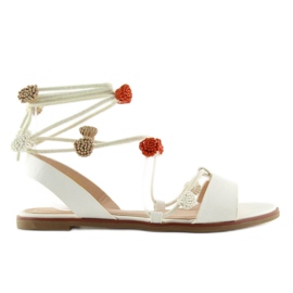 Sandalias blancas con lazada al tobillo SR-2687 blanco 3