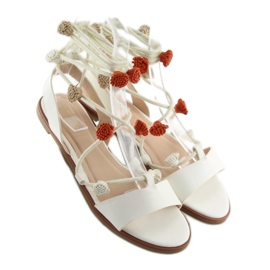 Sandalias blancas con lazada al tobillo SR-2687 blanco 5