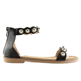 Negro VS-376 Sandalias negras abrochadas 6