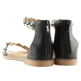 Negro VS-376 Sandalias negras abrochadas 2