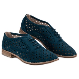 Corina Zapatos calados con ribete. azul 2