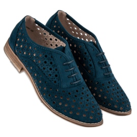Corina Zapatos calados con ribete. azul 1