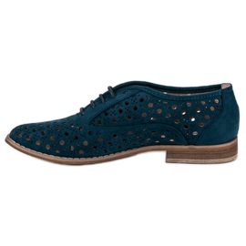 Corina Zapatos calados con ribete. azul 3