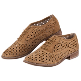 Corina Zapatos calados con ribete. marrón 2