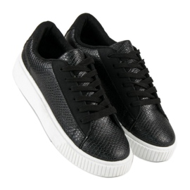 Zapatillas negras con estampado de serpiente negro 2