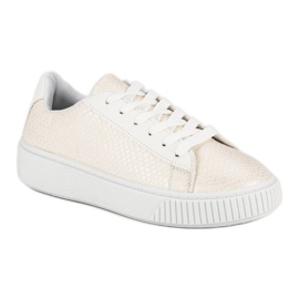 Zapatillas blancas con estampado de serpiente blanco 2