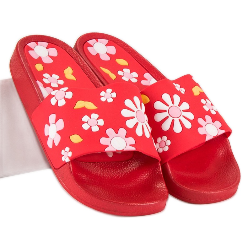 Pantuflas VICES Con Flores rojo 1