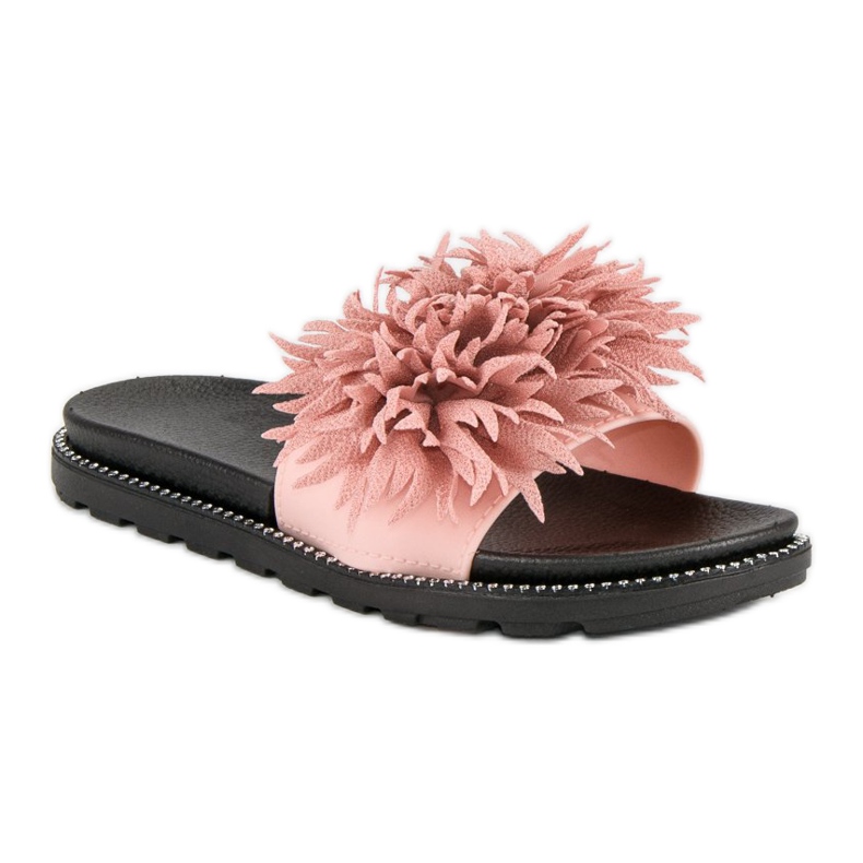 Zapatillas con pompón rosa 1
