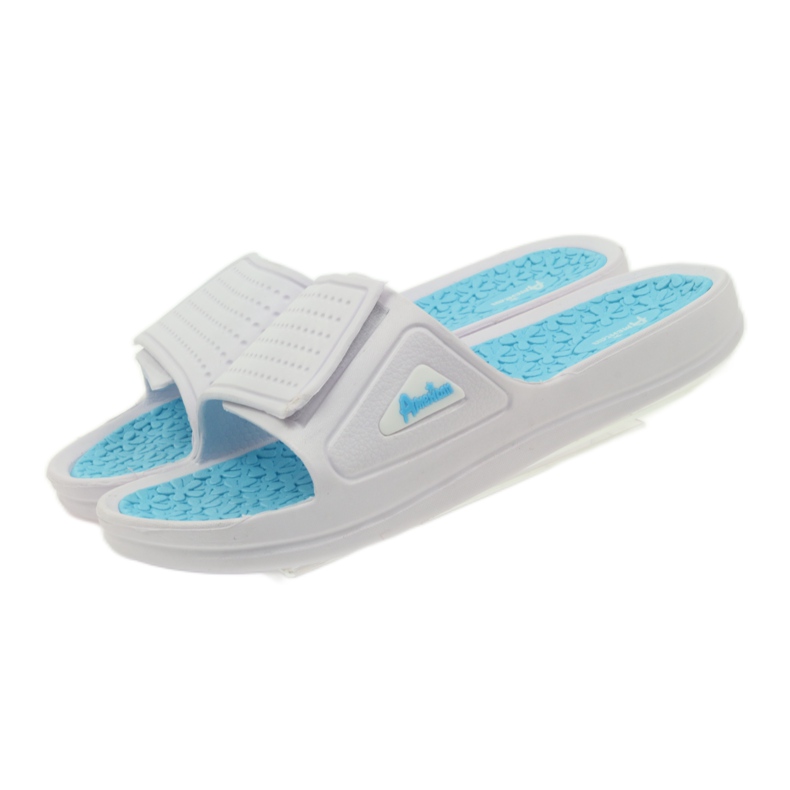 American Club zapatillas de piscina de mujer americanas blanco azul 4