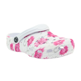 American Club pantuflas americanas para niños kroks flores blanco gris rosado 1