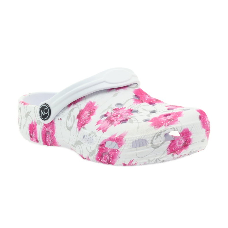 American Club pantuflas americanas para niños kroks flores blanco gris rosa 1