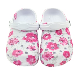 American Club pantuflas americanas para niños kroks flores blanco gris rosa 3