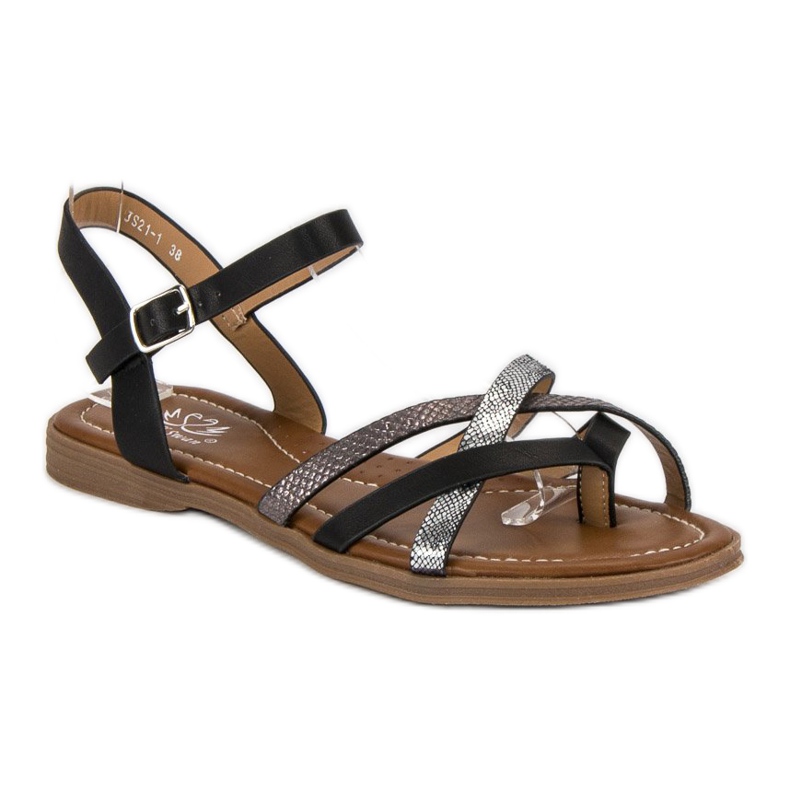 Small Swan Sandalias negras clásicas negro gris 1