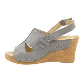 Gregors Sandalias de cuña de cuero gris para mujeres 533 2