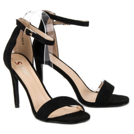 Seastar Sandalias de gamuza en un tacón alto negro 5