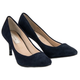 Tacones de piel azul marino 1