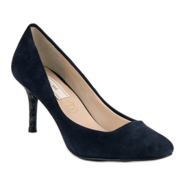 Tacones de piel azul marino 3