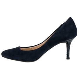 Tacones de piel azul marino 4