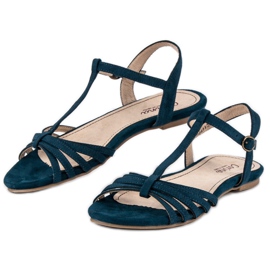 Corina Sandalias planas azul marino 2