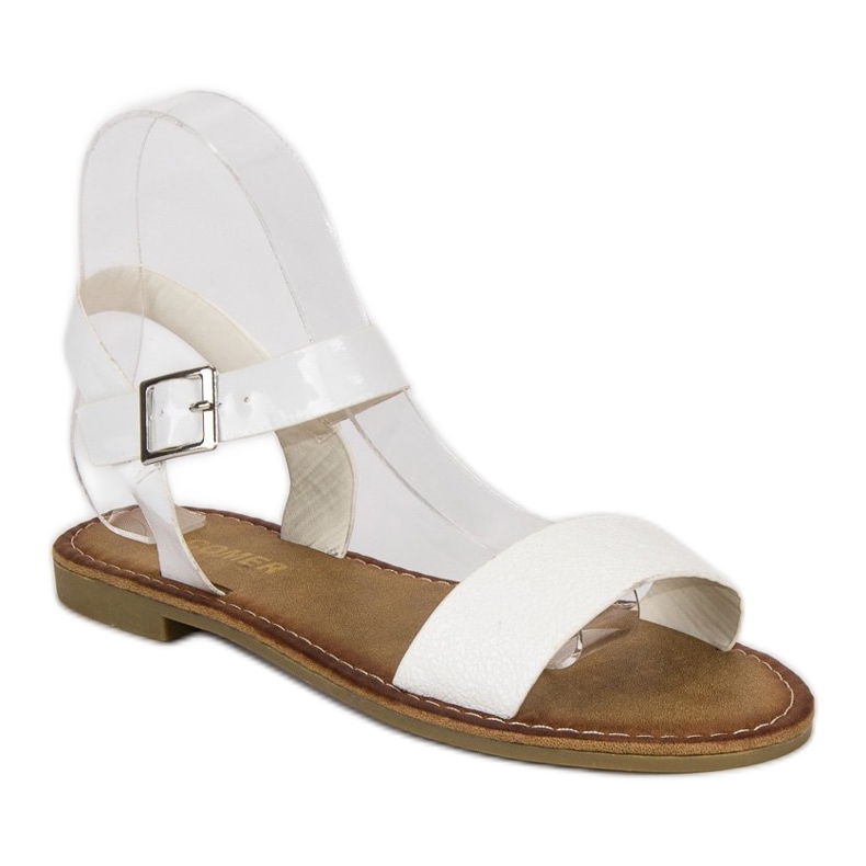 Comer elegantes sandalias blancas blanco 1
