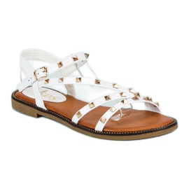 SDS Sandalias Planas Con Tachuelas blanco 2