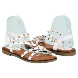 SDS Sandalias Planas Con Tachuelas blanco 4