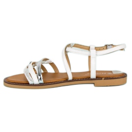 Bestelle Sandalias blancas abrochadas con hebilla. blanco 3