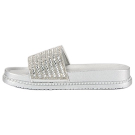 Babuchas plateadas con cristales gris 4