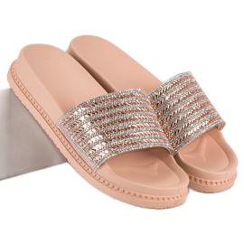 Babuchas rosas con cristales rosado 6