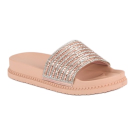 Babuchas rosas con cristales rosado 3